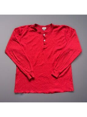 LL Bean Vintage River Driver Red Shirt Men’s Wool blend Henley Hunting Fishing